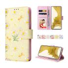 For Samsung Galaxy S22 Plus Bronzing Painting RFID Leather Case(Yellow Daisy) - 1