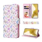 For Samsung Galaxy S22 Plus Bronzing Painting RFID Leather Case(Pansies) - 1
