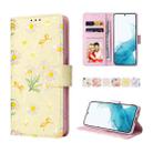 For Samsung Galaxy S22 Bronzing Painting RFID Leather Case(Yellow Daisy) - 1