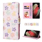 For Samsung Galaxy S21 Ultra Bronzing Painting RFID Leather Case(Bloosoming Flower) - 1