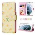 For Samsung Galaxy S21 Plus Bronzing Painting RFID Leather Case(Yellow Daisy) - 1