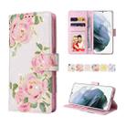 For Samsung Galaxy S21 Plus Bronzing Painting RFID Leather Case(Rose Flower) - 1