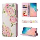 For Samsung Galaxy S10 Bronzing Painting RFID Leather Case(Rose Flower) - 1