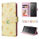For Samsung Galaxy S9 Bronzing Painting RFID Leather Case(Yellow Daisy) - 1