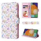 For Samsung Galaxy A52 5G Bronzing Painting RFID Leather Case(Pansies) - 1