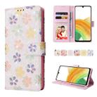 For Samsung Galaxy A33 5G Bronzing Painting RFID Leather Case(Bloosoming Flower) - 1