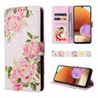 For Samsung Galaxy A32 4G Bronzing Painting RFID Leather Case(Rose Flower) - 1