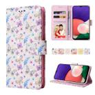 For Samsung Galaxy A22 5G Bronzing Painting RFID Leather Case(Pansies) - 1