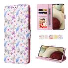 For Samsung Galaxy A12 Bronzing Painting RFID Leather Case(Pansies) - 1