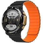 For Amazfit T-Rex 2 Silicone Magnetic Dual-color Watch Band(Black Orange) - 1