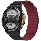 For Amazfit T-Rex 2 Silicone Magnetic Dual-color Watch Band(Black Wine Red) - 1