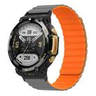 For Amazfit T-Rex 2 Silicone Magnetic Dual-color Watch Band(Grey Orange) - 1
