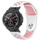 For Amazfit T-Rex 2 Two-color Holes Reverse Buckle Silicone Watch Band(Pink White) - 1