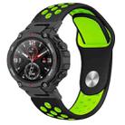 For Amazfit T-Rex 2 Two-color Holes Reverse Buckle Silicone Watch Band(Black Green) - 1