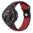 For Amazfit T-Rex 2 Two-color Holes Reverse Buckle Silicone Watch Band(Black Red) - 1