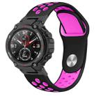 For Amazfit T-Rex 2 Two-color Holes Reverse Buckle Silicone Watch Band(Black Rose Red) - 1