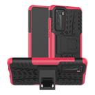 For Huawei P40 Tire Texture Shockproof TPU+PC Protective Case with Holder(Rose Red) - 1