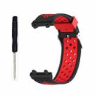 For Amazfit T-Rex 2 3-Row Holes Two-color Silicone Watch Band(Black Red) - 1