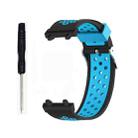 For Amazfit T-Rex 2 3-Row Holes Two-color Silicone Watch Band(Black Blue) - 1