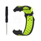 For Amazfit T-Rex 2 3-Row Holes Two-color Silicone Watch Band(Black Green) - 1