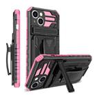 King Kong Back Clip Series Holder Phone Case For iPhone 14 Plus(Pink) - 1