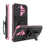 For Samsung Galaxy S22 5G King Kong Back Clip Series Holder Phone Case(Pink) - 1