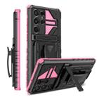 For Samsung Galaxy S22 Ultra 5G King Kong Back Clip Series Holder Phone Case(Pink) - 1
