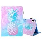 For iPad Pro 11 (2020) & (2018) Painted Pattern Tablet PC Protective Leather Case with Bracket & Card Slot & Photo Holder(Blue Pink Pineapple) - 1