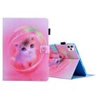 For iPad Pro 11 (2020) & (2018) Painted Pattern Tablet PC Protective Leather Case with Bracket & Card Slot & Photo Holder(Pink Background Cat) - 1