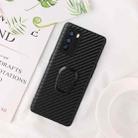 For OPPO Reno6 Pro 5G Leather Back Phone Case with Holder(Black Carbon Fiber Texture) - 2