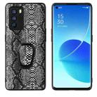 For OPPO Reno6 Pro 5G Leather Back Phone Case with Holder(Snakeskin Print) - 1