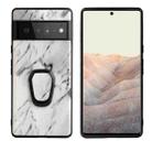 For Google Pixel 6 Leather Back Phone Case with Holder(Marble) - 1