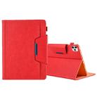 For iPad Pro 11 (2020) & (2018) Big Metal Button Business Tablet PC Protective Leather Case with Bracket & Card Slot & Photo Holder & Wallet(Red) - 1