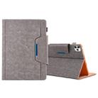 For iPad Pro 11 (2020) & (2018) Big Metal Button Business Tablet PC Protective Leather Case with Bracket & Card Slot & Photo Holder & Wallet(Gray) - 1