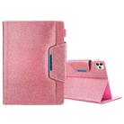 For iPad Pro 11 (2020) & (2018) Big Metal Button Business Tablet PC Protective Leather Case with Bracket & Card Slot & Photo Holder & Wallet(Pink) - 1