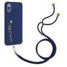 For Xiaomi Redmi 9A / 9AT / 9i Indian Gilding Line TPU Phone Case with Strap(Royal Blue) - 1