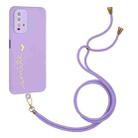 For Xiaomi Redmi 9T Global / 9 Power Gilding Line TPU Phone Case with Strap(Light Purple) - 1