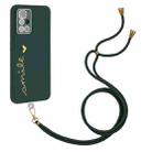 For Xiaomi Redmi 10 / 10 Prime / 10 2022 Gilding Line TPU Phone Case with Strap(Dark Green) - 1