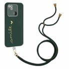 For Xiaomi Redmi 10A Gilding Line TPU Phone Case with Strap(Dark Green) - 1