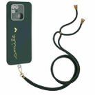 For Xiaomi Redmi 10C Gilding Line TPU Phone Case with Strap(Dark Green) - 1