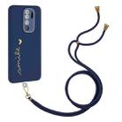 For Xiaomi Redmi Note 8 Pro Gilding Line TPU Phone Case with Strap(Royal Blue) - 1