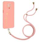 For Xiaomi Redmi Note 9S  / 9 Pro / 9 Pro Max / Poco M2 Pro Gilding Line TPU Phone Case with Strap(Pink) - 1