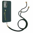 For Xiaomi Redmi Note 10 Pro Global / Note 10 Pro Max Gilding Line TPU Phone Case with Strap(Dark Green) - 1