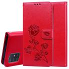 For Galaxy A81 / Note 10 Lite Rose Embossed Horizontal Flip PU Leather Case with Holder & Card Slots & Wallet(Red) - 1