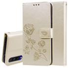 For Xiaomi Mi A3 Rose Embossed Horizontal Flip PU Leather Case with Holder & Card Slots & Wallet(Gold) - 1
