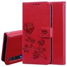 For Xiaomi Mi A3 Rose Embossed Horizontal Flip PU Leather Case with Holder & Card Slots & Wallet(Red) - 1