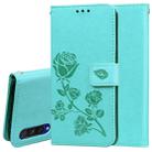 For Xiaomi Mi A3 Rose Embossed Horizontal Flip PU Leather Case with Holder & Card Slots & Wallet(Green) - 1