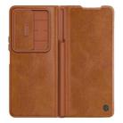 For Samsung Galaxy Z Fold4 5G NILLKIN QIN Series Pro Sliding Camera Cover Design Leather Phone Case(Brown) - 1