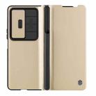 For Samsung Galaxy Z Fold4 5G NILLKIN QIN Series Pro Sliding Camera Cover Design Leather Phone Case(Gold) - 1