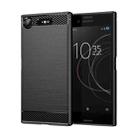 For Sony Xperia XZ1 Brushed Texture Carbon Fiber TPU Phone Case(Black) - 1